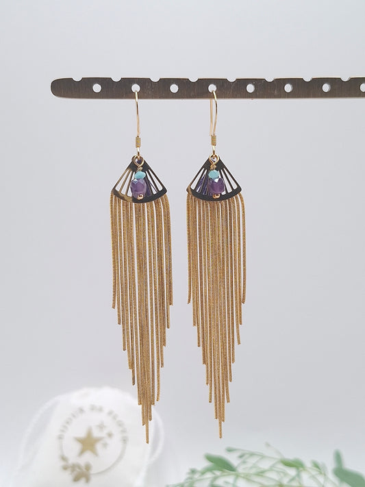 Boucles Zélia - Violet et bleu
